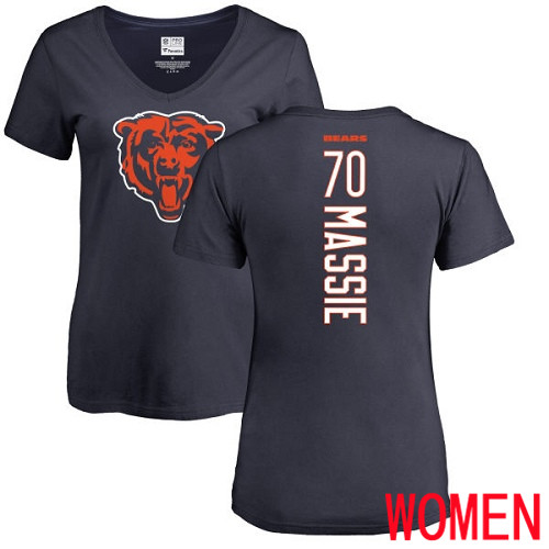 Chicago Bears Navy Blue Women Bobby Massie Backer NFL Football #70 T Shirt